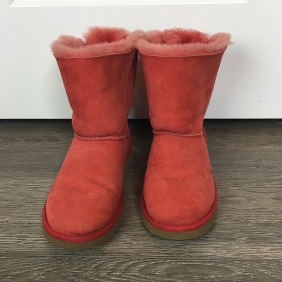 Ugg Australia Bailey Bow Sheepskin Leather Winter Snow Boots Redwood Size 5 - Picture 2 of 9